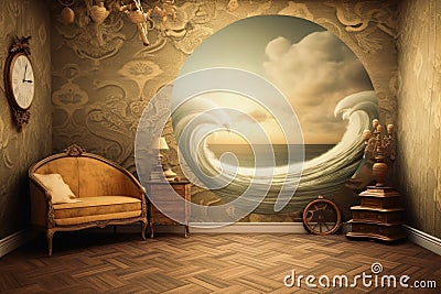 Surreal vintage background created with generative AI technology Stock Photo