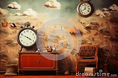 Surreal vintage background created with generative AI technology Stock Photo