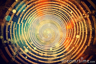 Surreal vintage wood circular background generative AI Stock Photo