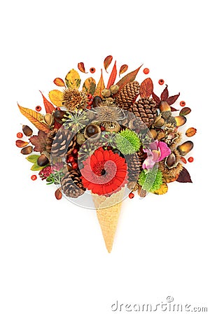 Surreal Vivid Autumn Ice Cream Cone Design Stock Photo