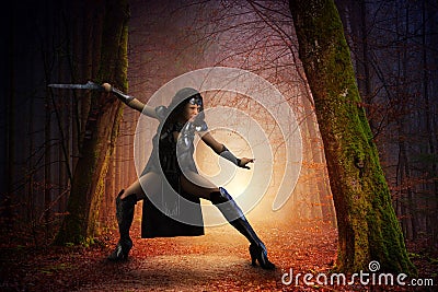 Fantasy Warrior Goddess Woman, Battle Stock Photo