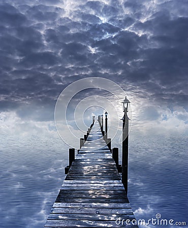 Surreal water stage without horizon Stock Photo