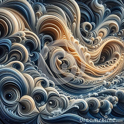 Surreal wave pattern with distorted and surreal forms, photore Stock Photo