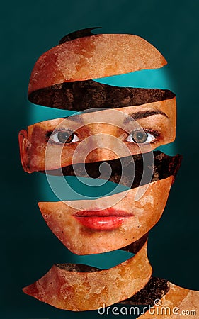 Surreal Woman Face Wallpaper Background Stock Photo