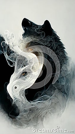 Surreal yin yang philosophical and spiritual illustration background Cartoon Illustration