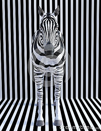 Surreal Zebra Stripes, Wildlife Animal, Nature Cartoon Illustration