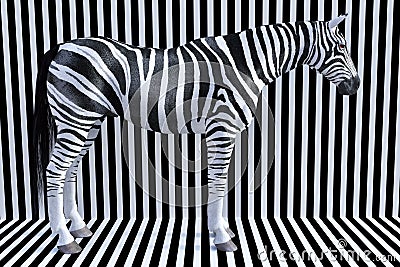 Surreal Zebra Stripes, Wildlife Animal, Nature Cartoon Illustration