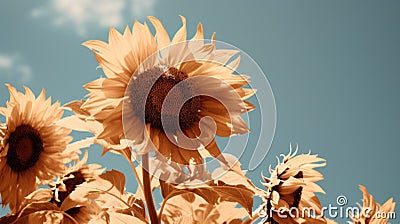 Surrealist Sunflowers: A Contrast-focused Observational Photography Stock Photo