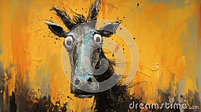 Surrealistic Cartoon Horse Painting With Humorous Graffiti Stock Photo