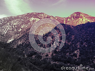 Surrealistic fantasy mountain landscape rugged Stock Photo