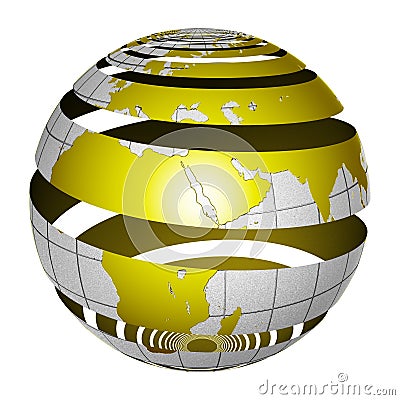 Surrealistic peeling globe Earth 3D Stock Photo