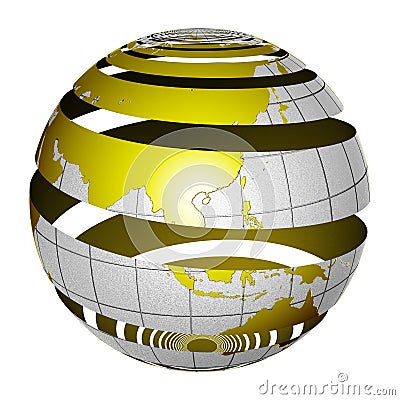 Surrealistic peeling globe Earth 3D Stock Photo