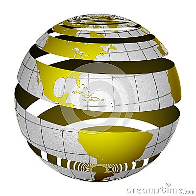 Surrealistic peeling globe Earth 3D Stock Photo