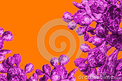 Surrealistic purple cactus on a orange background in minimal style Stock Photo