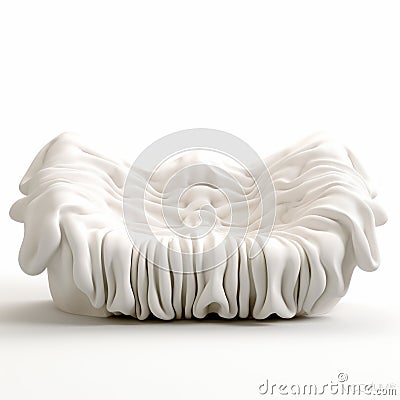 Surrealistic White Wavy Furniture: 3d Cotton Cover Sofa Stock Photo