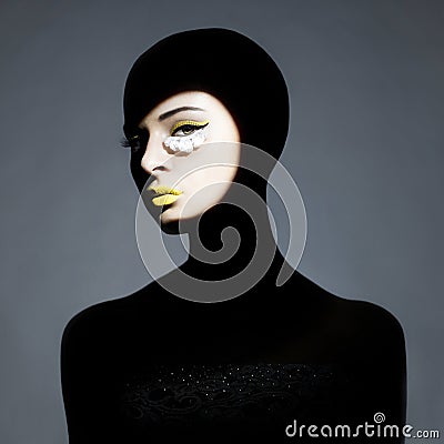 Surrealistic young lady with shadow on her body Stock Photo