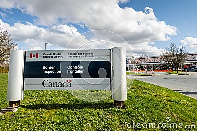 Surrey, Canada - Mar 29, 2020: Canadian Border Services Agency sign Editorial Stock Photo