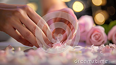 Surrounded by the soothing ambiance of a luxurious salon, a girl relishes the indulgent experience of a professional Stock Photo