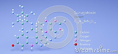 surugatoxin molecule, molecular structures, venom, 3d model, Structural Chemical Formula and Atoms with Color Coding Stock Photo