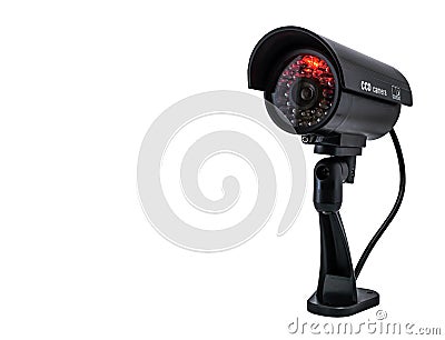 Surveilance CCD camera isolated on white background Stock Photo