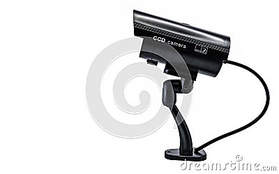 Surveilance CCD camera isolated on white background Stock Photo