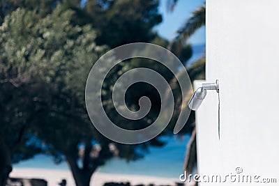 Surveillance camera above a beach Stock Photo