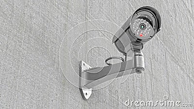 Surveillance Camera on the concret wall 3d Cartoon Illustration