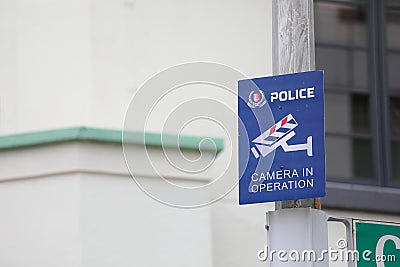 Surveillance camera sign Singapore Editorial Stock Photo