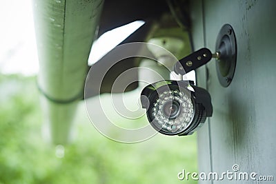 Surveillance camera on a house Stock Photo