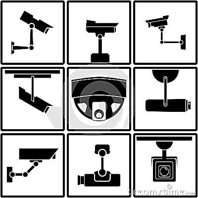 Surveillance camera icons Vector Illustration