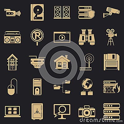 Surveillance icons set, simple style Vector Illustration