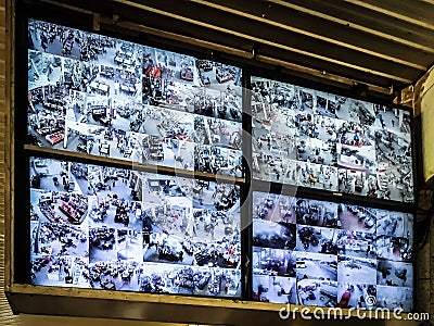 Surveillance screen, Highway rest stop, South of Vietnam Editorial Stock Photo