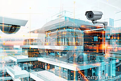 Surveillance systems integrate emergency buttons for safety, utilizing CCTV with locking mechanisms to monitor access and provide Cartoon Illustration