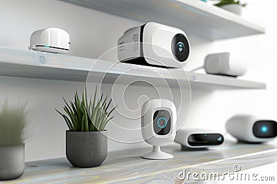 Surveillance systems utilize CCTV for security, controlled electronically with synchronization of devices for comprehensive safety Cartoon Illustration