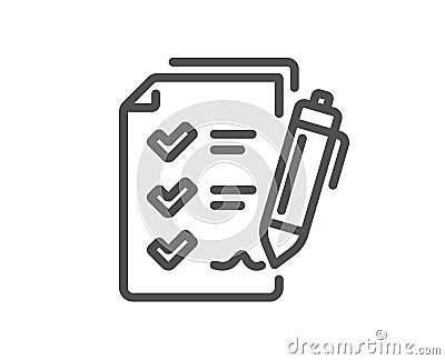 Survey Checklist line icon. Report sign. Vector Illustration