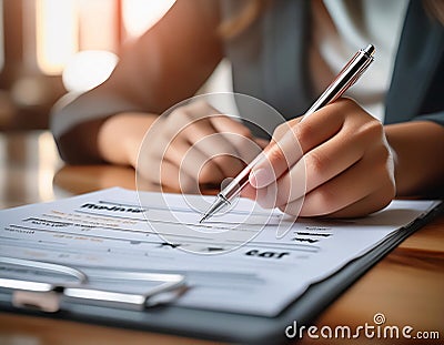 Survey form with questions and responses, representing data collection, analysis, and feedback. Perfect for topics related to Stock Photo