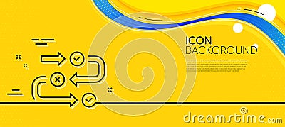 Survey progress line icon. Algorithm sign. Minimal line yellow banner. Vector Vector Illustration