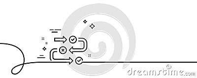 Survey progress line icon. Algorithm sign. Continuous line with curl. Vector Vector Illustration