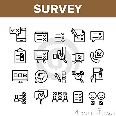 Survey Rating Collection Elements Vector Icons Set Vector Illustration