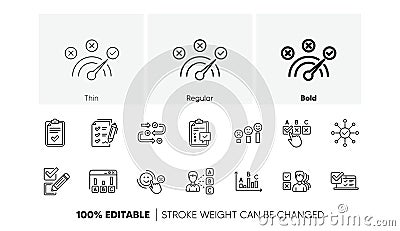 Survey or Report line icons. Opinion, Customer satisfaction and Feedback results. Linear icon set. Line icons. Vector Stock Photo