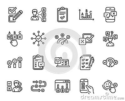 Survey or Report line icons. Set of Opinion, Customer satisfaction. Vector Vector Illustration