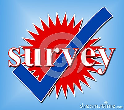 Survey Tick Shows Pass Evaluate And Approved Stock Photo