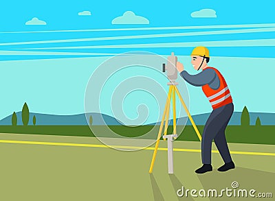 Concept land surveyors Vector Illustration