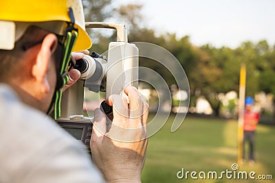 Surveyor engineer with partner Stock Photo