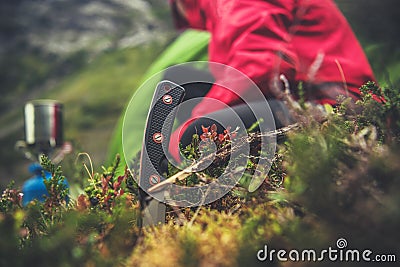 Survival Camping in the Wild Stock Photo