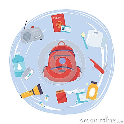 survival emergency kit Vector Illustration