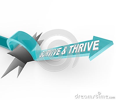 Survive and Thrive - Arrow Jumps Over Hole Stock Photo