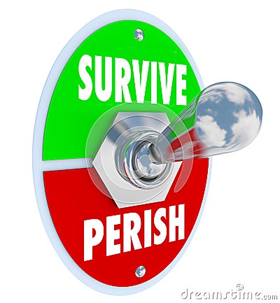 Survive Vs Perish Toggle Switch Choose to Win Endure Attitude Stock Photo