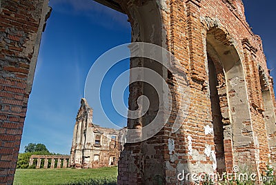 Survived ruins of Sapieha magnate family residence Ruzhany Palace in Belarus Stock Photo