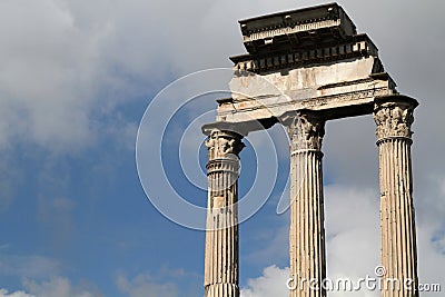 Surviving columns of the Temple of Castor and Pollux Stock Photo